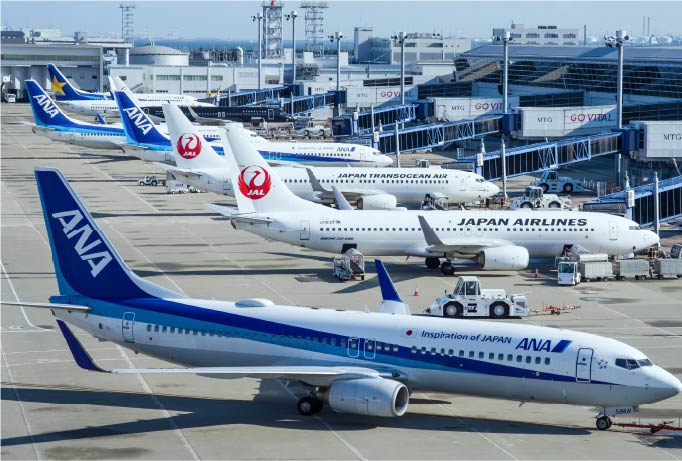 空港に並ぶ航空機